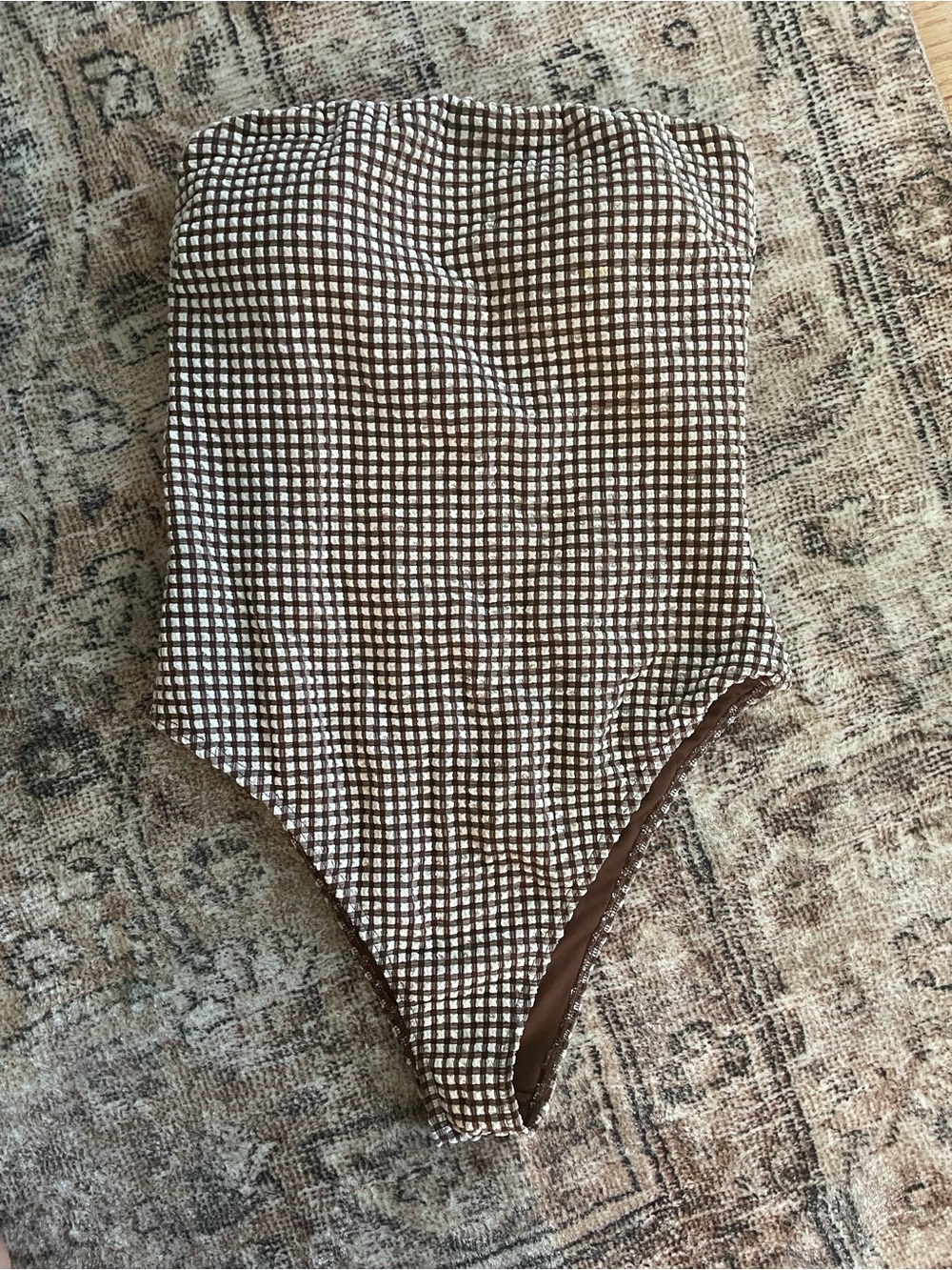 A&F Marina One-Piece Swimsuit in Brown Gingham